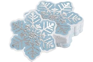 Lincia 100 Sheets Snowflake Napkins Silver Blue Christmas Paper 2 Ply Disposable Cocktail Beverage Napkin for Winter Snow Theme Party Birthday Celebration Luncheon Decoration, 5.5 x 5.5 inch