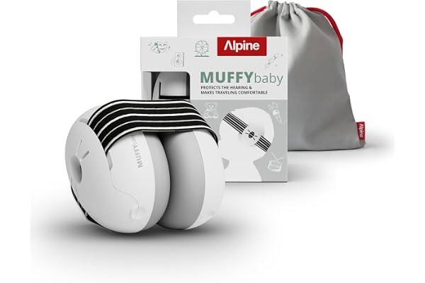 Alpine Muffy Baby Ear Protection for Babies and Toddlers up to 36 Months - CE & ANSI Certified - Noise Reduction Earmuffs - Comfortable Baby Headphones Against Hearing Damage & Improves Sleep - Black