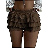 PRSFPN Women's Y2k Ruffle Shorts Tiered Layers Bloomers Cute Mini Short Pumpkin Pants with Belt Loops