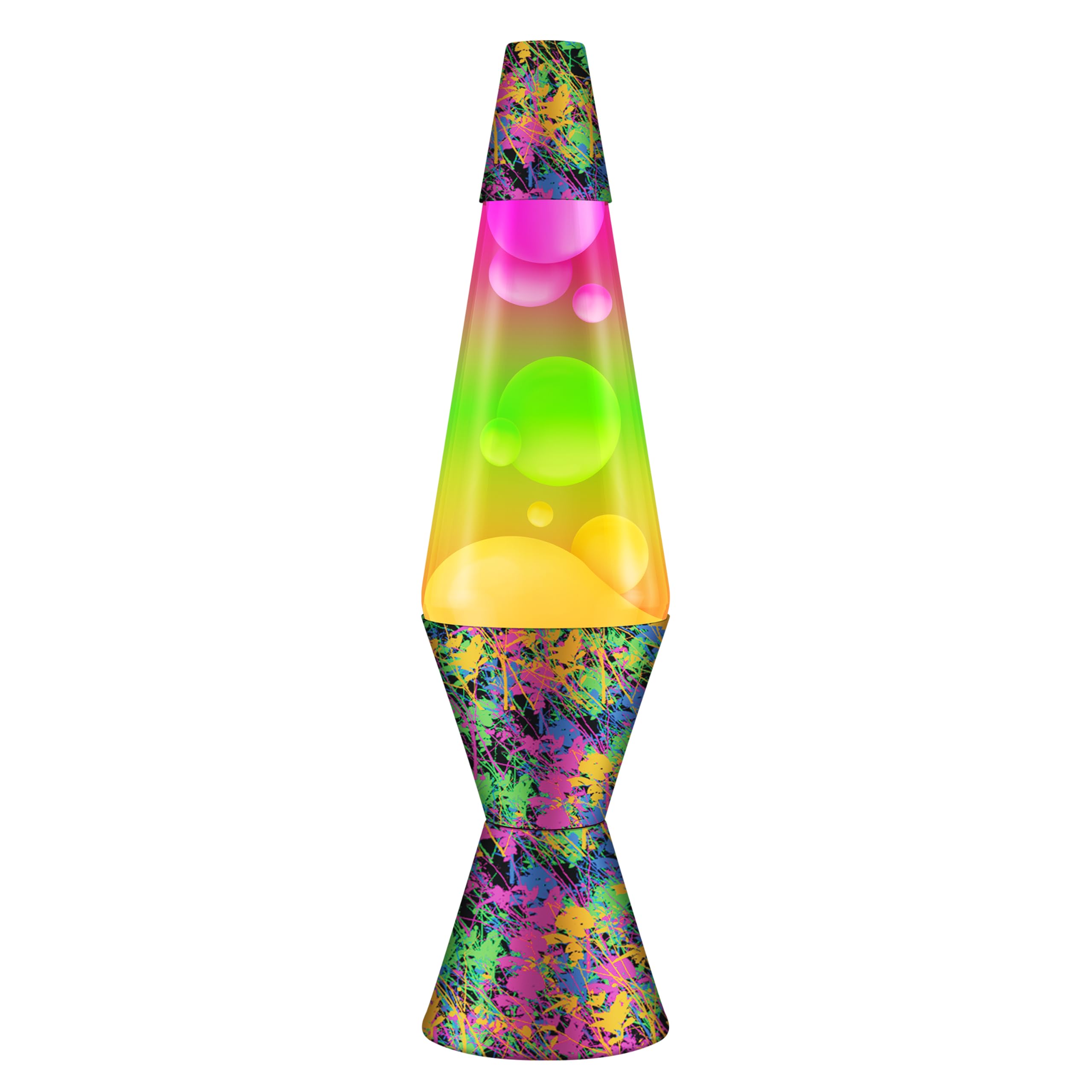 Lava Lamp 2142, Hand Painted Tri-Color Globe, White Wax, Clear Liquid, Decorative Base and Cap, Original 14.5 inch Motion Lamp to Illuminate Your Mood, Paintball