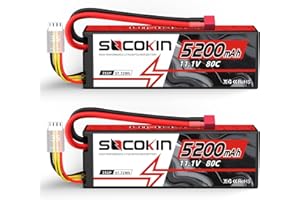 Socokin 3S Lipo Battery 11.1V 80C 5200mAh with Hard Case,Deans T Plug for RC Model RC Racing Truck RC Racing Car RC Boat Drone Redcat Racing FPV (2 Pack)