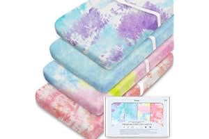 TotAha Premium Stretchy Changing Pad Covers (4-Pack) Hypoallergenic, Silky Comfort, Buttery Soft, Calming Effect, All-Season Jersey-Knit 5'' Deep Pocket (Tie Dye)