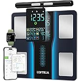 LOFTILLA Scale for Body Weight, BMI, Body Fat, Muscle Mass, 5.4" Display | 8-Electrode Smart Scale, 50+ Body Composition Metrics, Highly Accurate, Bluetooth App Sync, for Bathroom and Gym Use,Black