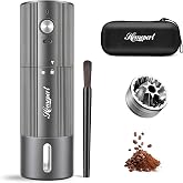 Upgraded Faster Electric Coffee Grinder, Stainless Steel Burrs, Gray | Cordless Coffee Mill, 1600mAh Rechargeable Battery, 40 Setting for Pour-Over to Espresso, Portable for Camping, Travel