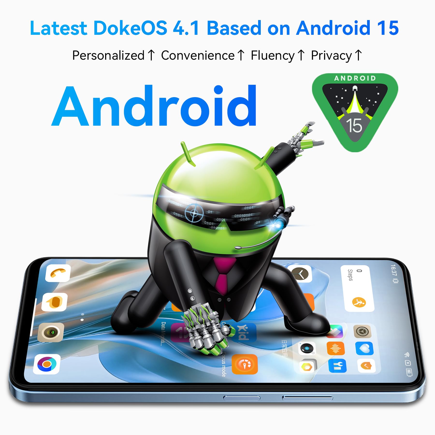 Blackview Color 6 Unlocked Mobile Phones, (2025) Newest, 24GB+128GB/2TB, 50MP+13MP AI Camera, 5000mAh/18W, Dual SIM Smartphone, 4G Android 15 Smart Phone, 5G WiFi/OTG/GPS, Fingerprint/Face ID, Black