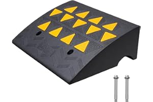 VEVOR Rubber Curb Ramp 6'' Rise Height Sidewalk Threshold Ramp, 14.6'' Width 19.3'' Length Driveway Ramp 33069 lbs Load Capacity for Curb for Forklifts, Trucks, Buses, Cars, Wheelchairs, Bike