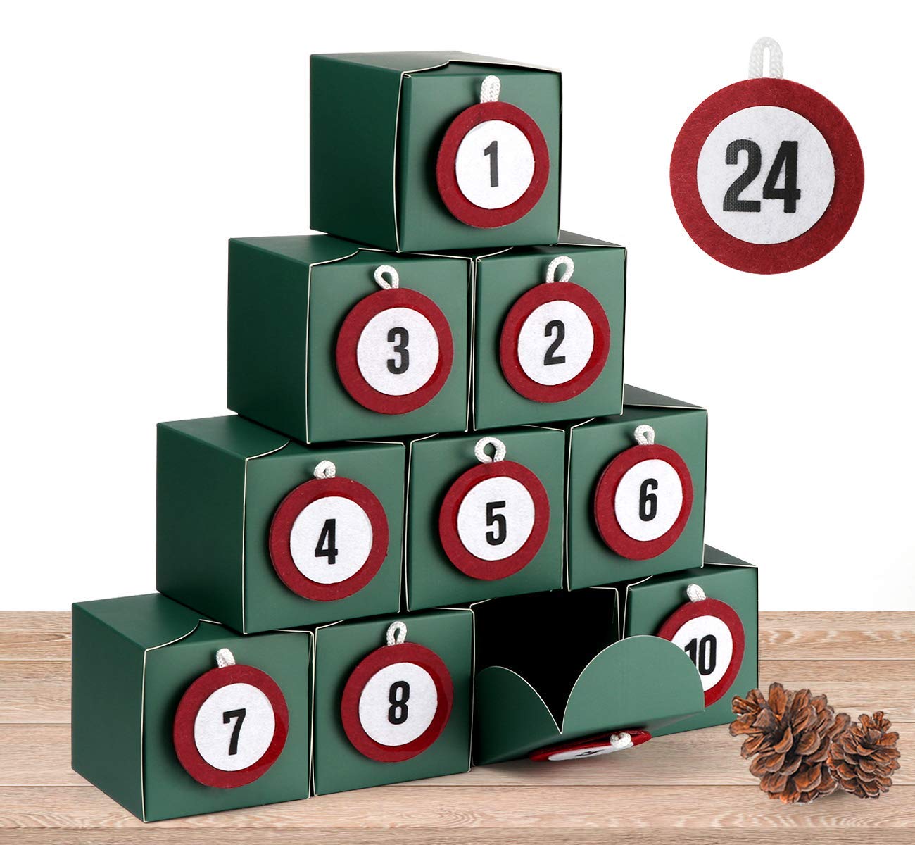 ilauke DIY Adventskalender Kisten Set 24 weihnachtliche