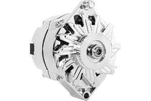 DYNAVIM PARTS Chrome 1 Wire GM Alternator New Self Exciting High Output 105A One wire Compatible with Chevy 350 305 DELCO Street Rod 10SI Sbc 1100125 ADR0335C 40012395 7127SECN100A 7127-SE105C
