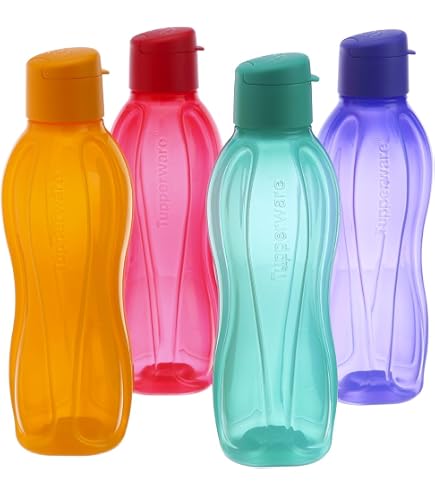 Tupperware 500Ml Aquasafe Water Bottles, Set of 4, New Multi