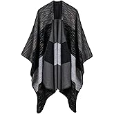 Lncropo Women's Shawls Wraps Winter Open Front Poncho Cape Oversized Cardigan Sweater