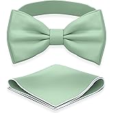 Adam Young Men's Bow Ties with Handkerchief Pre-Tied Style Formal Satin Classic Bowtie for Tuxedo Faux Silk