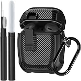 Compatible Google Pixel Bud Pro & Bud Pro 2 Case Lock Clip with Cleaner Kit, Military Shell Protective Armor Cover with Lock & Carabiner for Google Pixel Buds Pro 2022/2024, Black