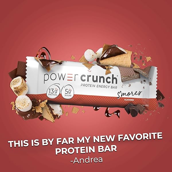 POWER CRUNCH PROTEIN WAFER BARS, HIGH PROTEIN SNACKS WITH DELICIOUS TASTE, S’MORES, 1.4 OUNCE (12 COUNT)