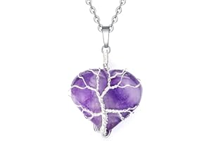 KARMAPLEDGE Handcrafted Crystal Pendant; Spiritual Healing Crystal Necklace Pendant; Chakra Necklace for Women & Men; Crystal Jewellery Protection Necklace by Karma Pledge (Amethyst Necklace Pendant Heart)