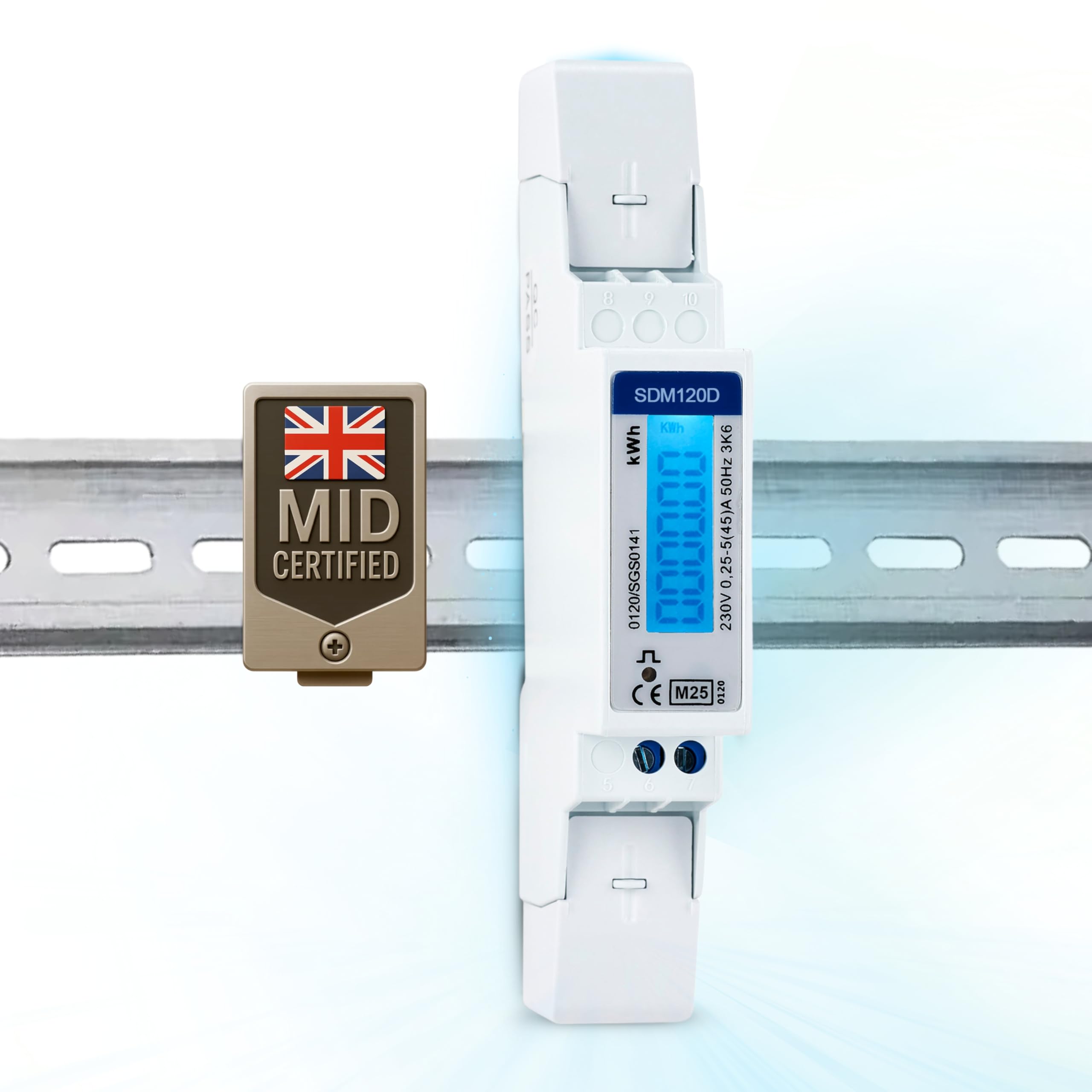 Modbus Single Phase, Electric Energy Meter - Pulse Output 1 1000imp/kWh Electricity Meter - 1U Din Rail-Mounted kWh Meter with 45A - SDM120D-MID — image 1