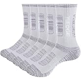 YUEDGE 5 Pairs Women's Outdoor Hiking Socks For Women, Moisture Wicking Athletic Cushioned Crew Socks Padded Work Boot Socks