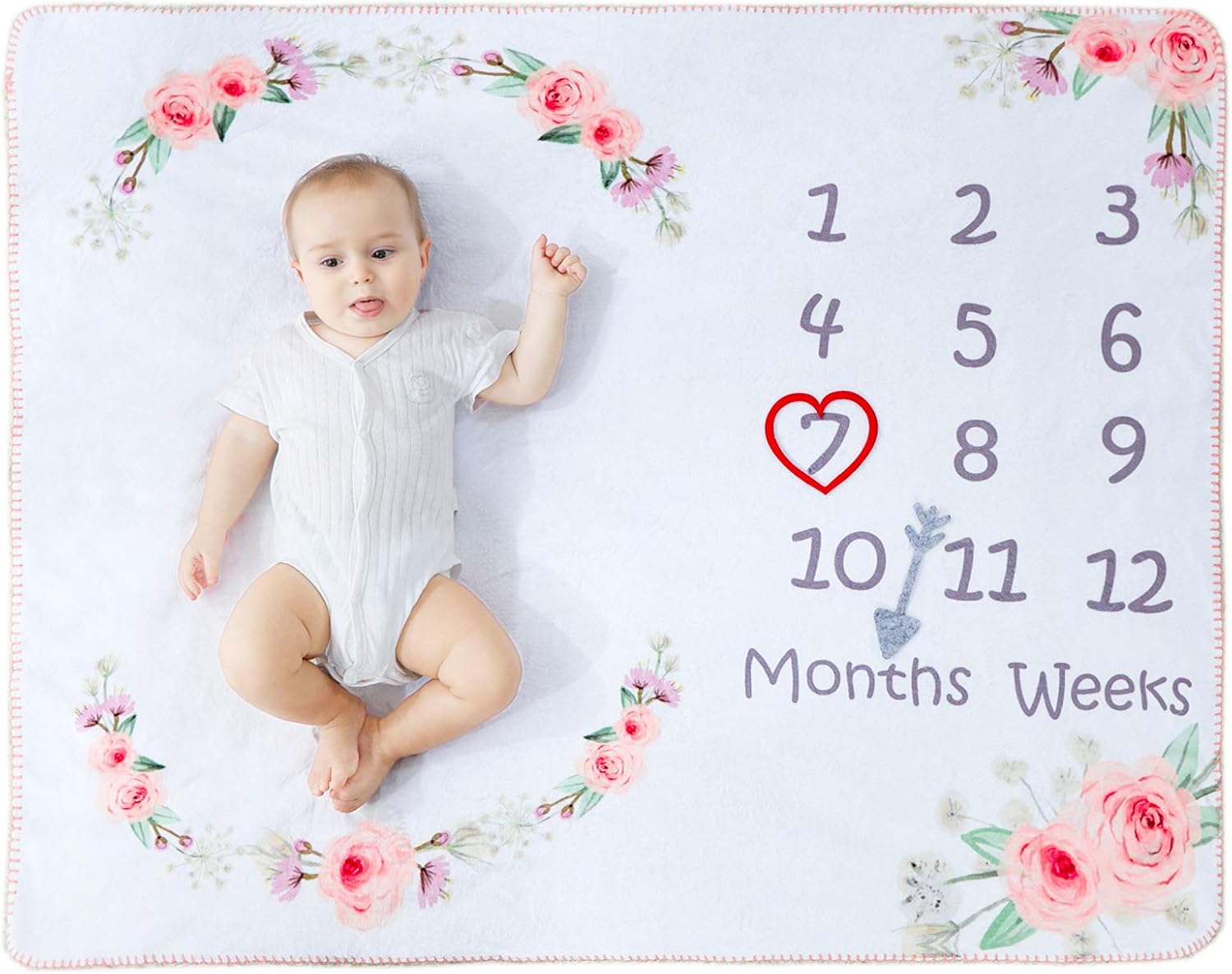 Mensuelle Couverture Douce Bebe Pour Mois Photographie Polaire Naissance Plaid Bebe Plaid Enfant Pour Fille Garcon Legere Et Chaude Blanc 1 100cm Bohemia Amazon Fr Bebes Puericulture