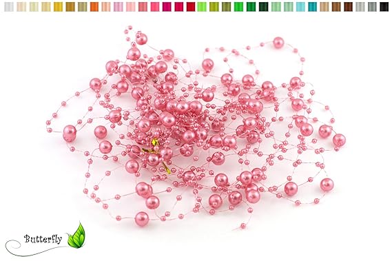 Creativery 6,5m Perlengirlande 5St. x 1,3m (Altrosa 158) // Perlenband Perlenkette Tischdeko Perlenschnur