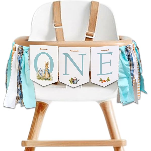 Jute Burlap High Chair Banner With Bunny - Spring 1st Birthday Party Decoration, Pre-Strung Rustic Banner - View #10