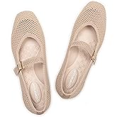 Frank Mully Womens Casual Flat Shoes Square Toe Shoes Knitted Mesh Flat Comfort Work Flat Shoes for Daily Washable