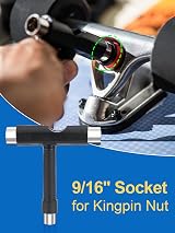 YOUSHARES Skateboard Tool T-Bone Roller Tool 3-socket 9 13 14 mm view 4