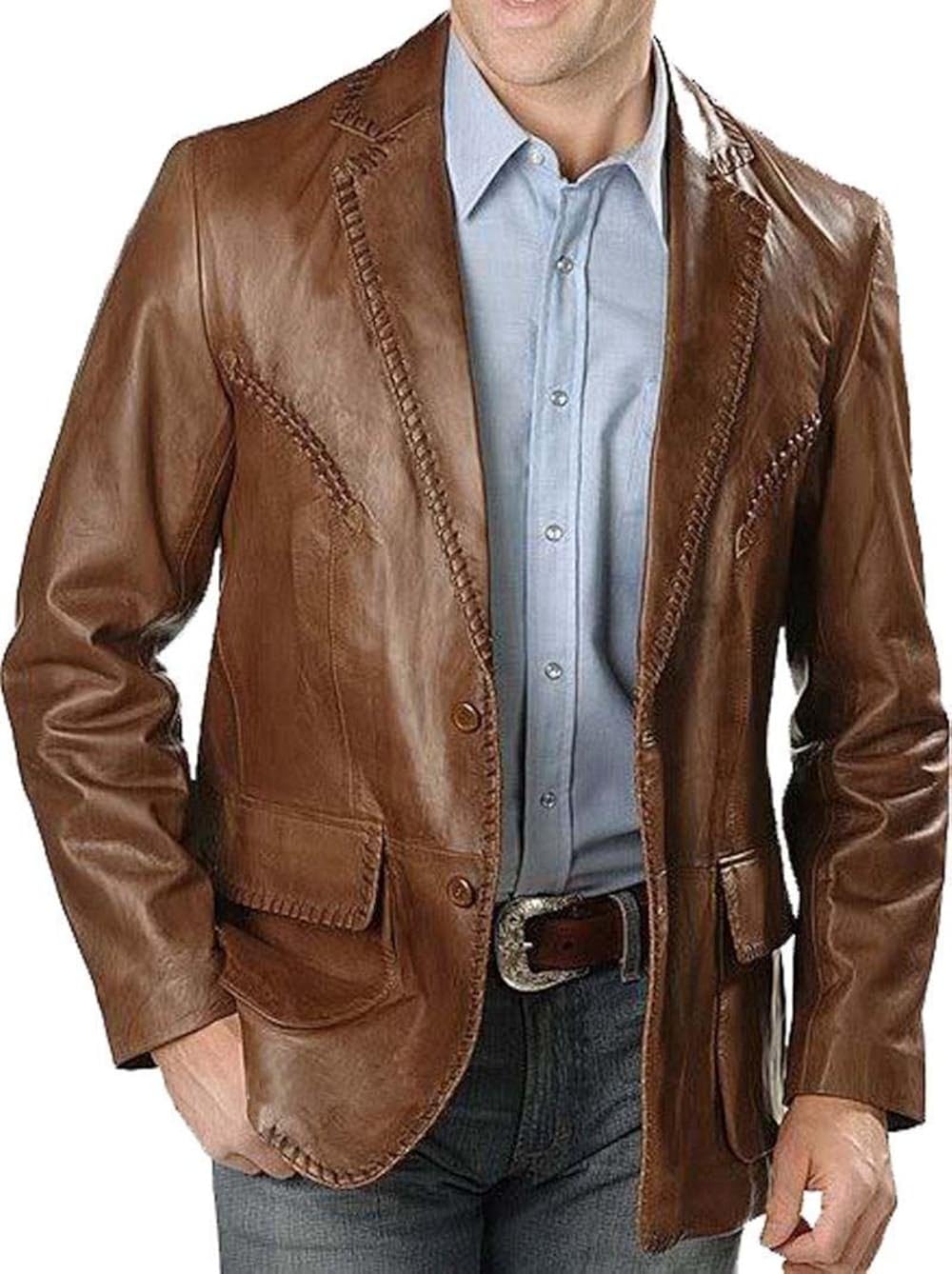 leather blazer men