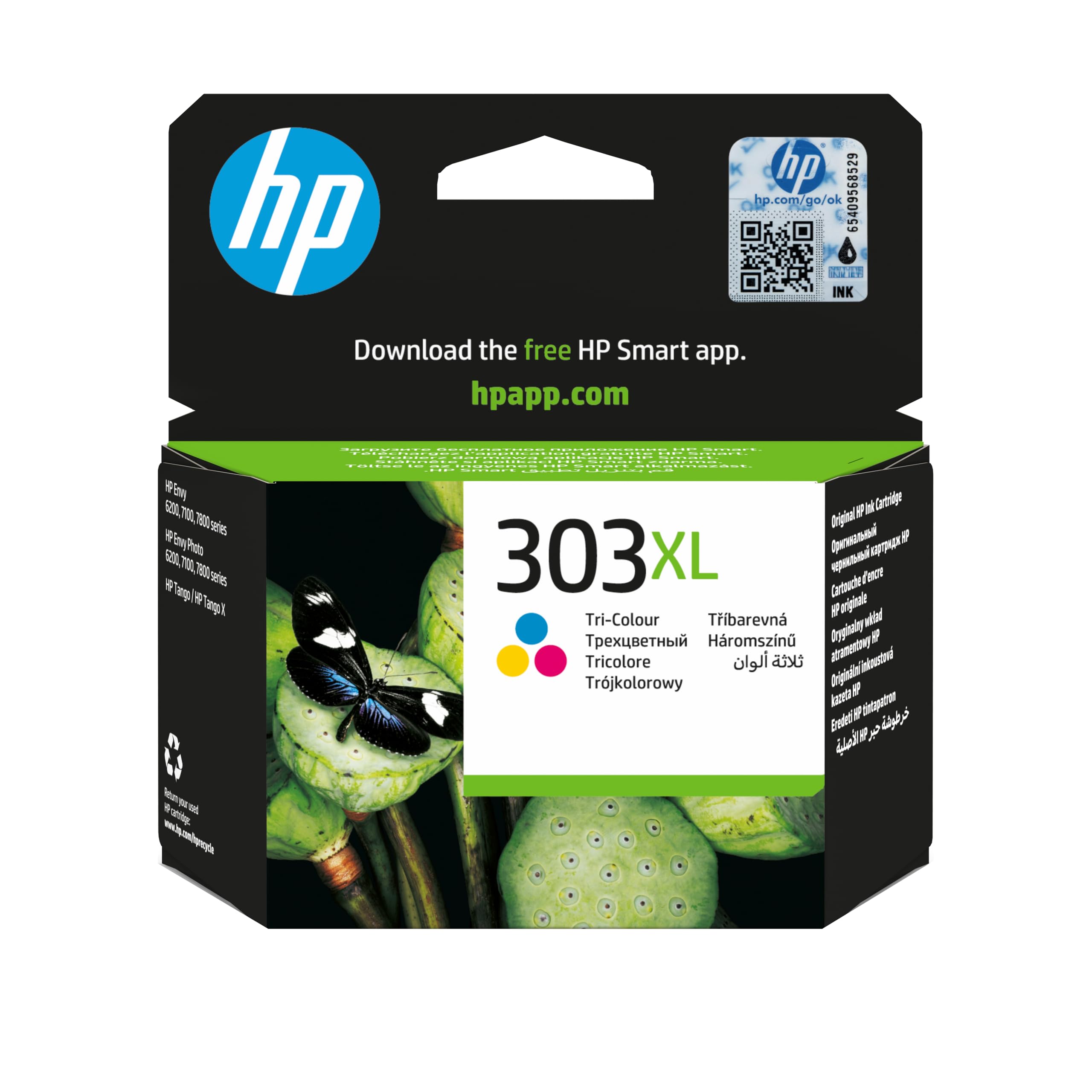 HP 303XL Tri-color High Yield Original Ink Cartridge (T6N03AE) - Works with: HP ENVY Photo 6220, 6230, 6232, 6234, 7120, 7134, 7830, ENVY Inspire 7220e, 7221e, 7224e, 7920, 7924e, Tango X Printers