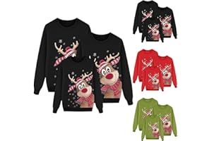 Family Christmas Sweaters Matching Sweatshirt Ugly Holiday Crewneck Xmas Pullover Long Sleeve Pullover for Women Men