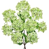 Real Touch Hydrangea Artificial Flowers 19” Tall Artificial Hydrangea Flowers Double-Headed Faux Hydrangeas, Green Hydrangeas, Realistic Silk Hydrangea for Home Decor Weddings Arrangements-5 Branches