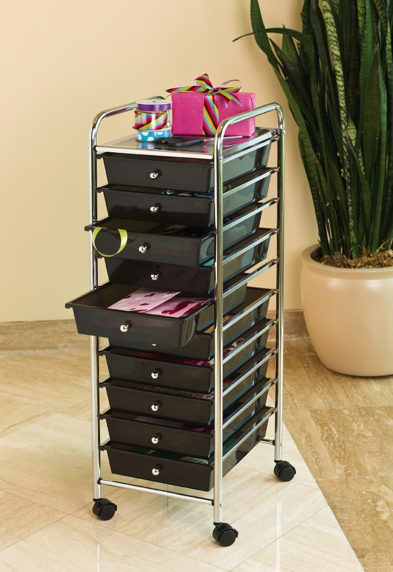 Seville Classics 10-Drawer Organizer Cart, Black: Home & Kitchen