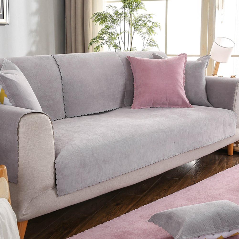 Pet dog Non-slip Sofa cover Plush sofa slipcover For 1 2 3 4 cushions,Waterproof Sofa mat Solid color Universal Sofa towel Furniture protector slipcover For dogs, Kids, Pets-F 110x240cm(43x94inch)