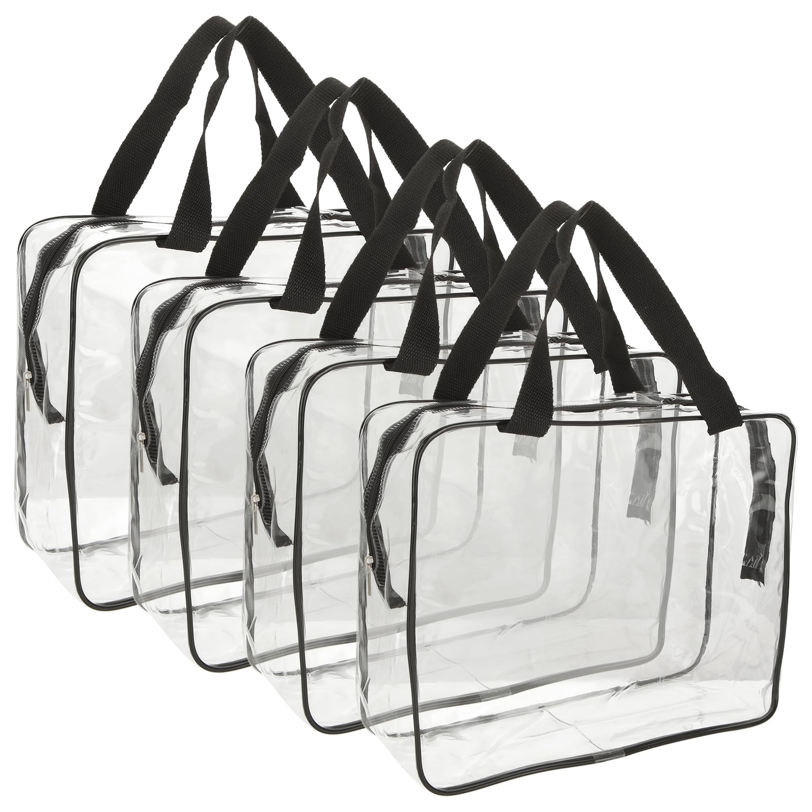 VIDETOL 4 Pcs Large Clear Toiletries Bags, Waterproof Large Transparent Storage Bags with Zipper and Handle, Clear Travel Toiletries Bag for Men and Women, 30x22x10cm