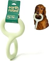 Earth Rated Tug of War Dog Toy Large Green Interactive Rubber Tug