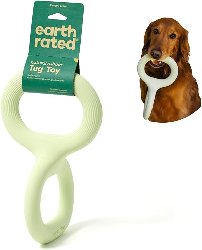 Earth Rated Tug of War Dog Toy Large Green Interactive Rubber Tug