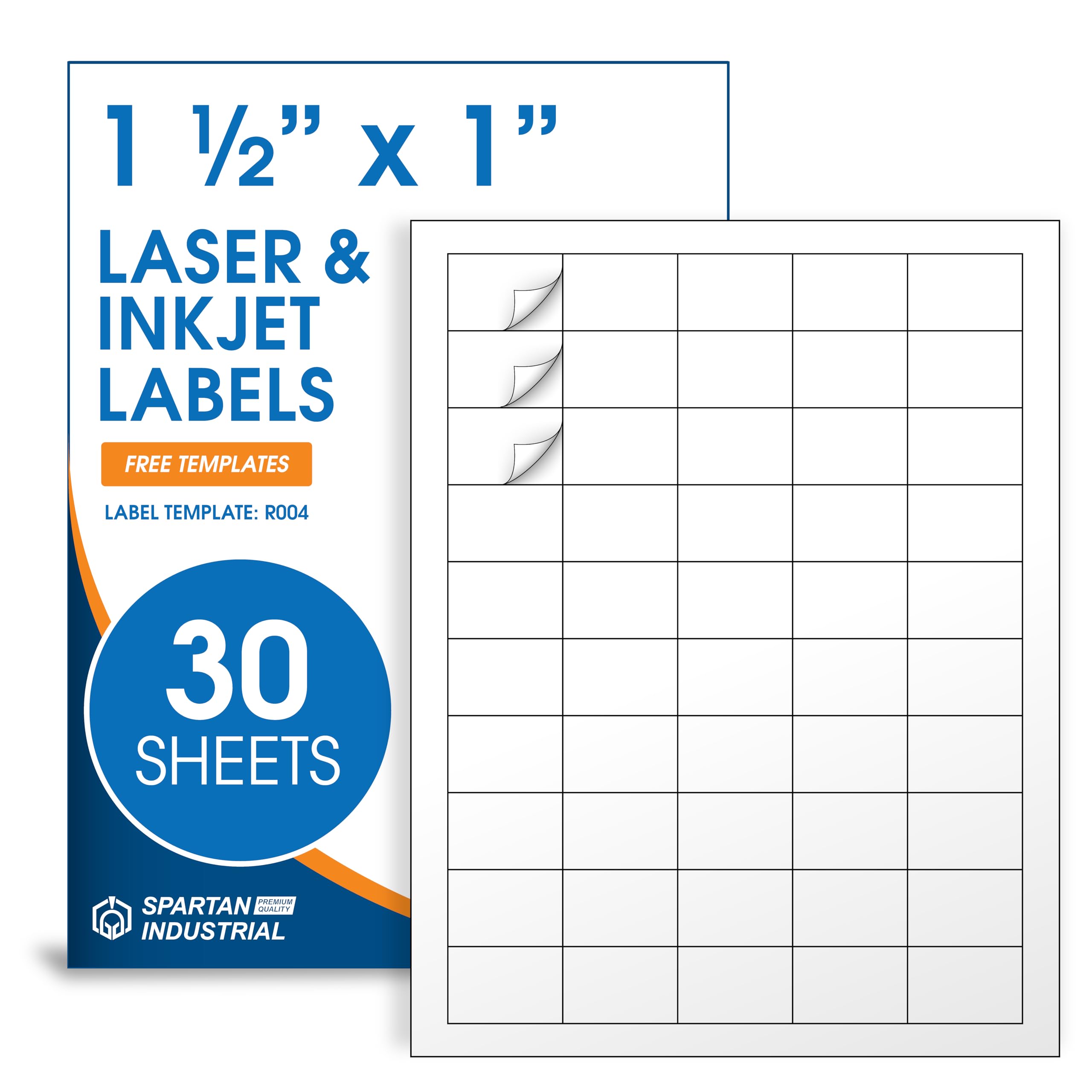 Photo 1 of 1.5" X 1" Matte White Printable Labels for Inkjet and Laser Printers - 500 Sheets, 9000 Custom Stickers for Mailing, Return Address Labels, Price Tags - Spartan Industrial Template R004