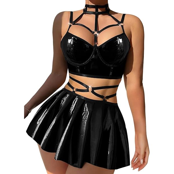 Amazon.com: Foxiny Petite Sexy Cutout Halter Underwire Leather
