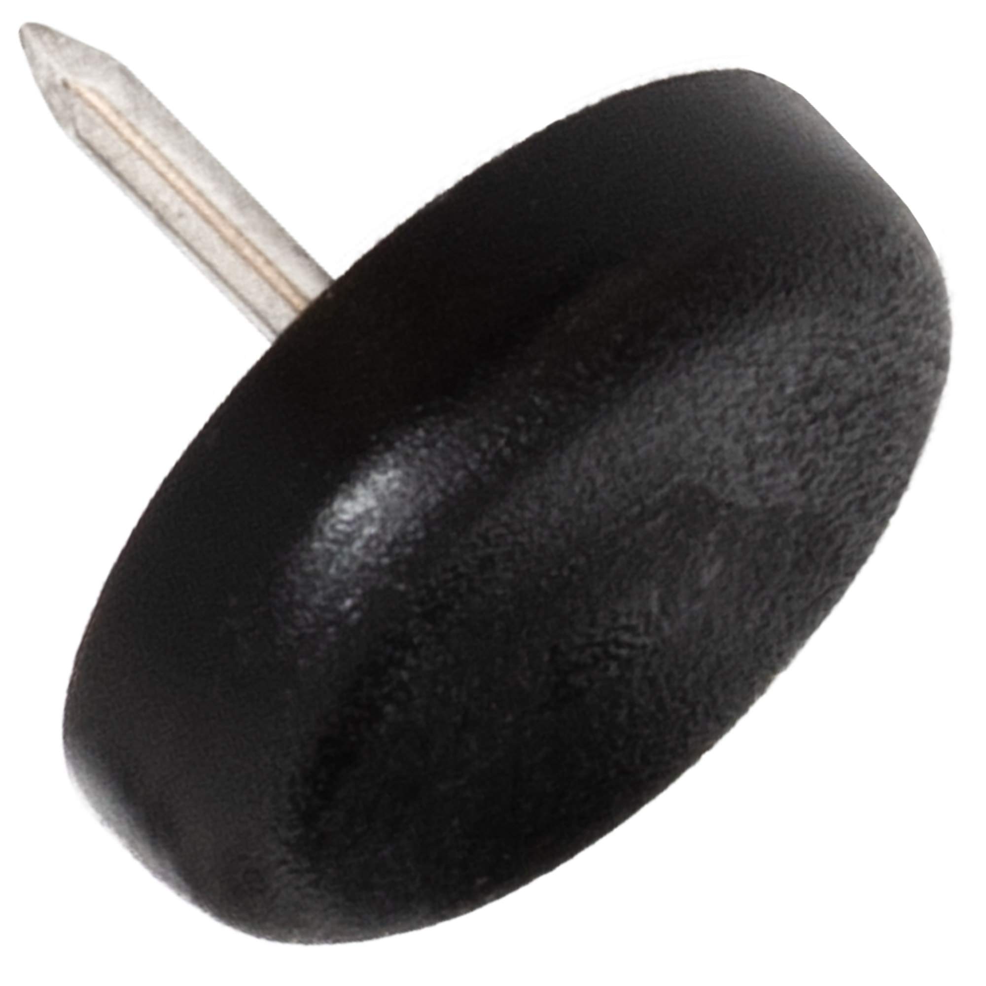 Adsamm® / 16 x Glides in plastic with nail | Ø 0,87'' (Ø 22 mm) | black | round | Premium quality furniture sliders with nail by Adsamm®
