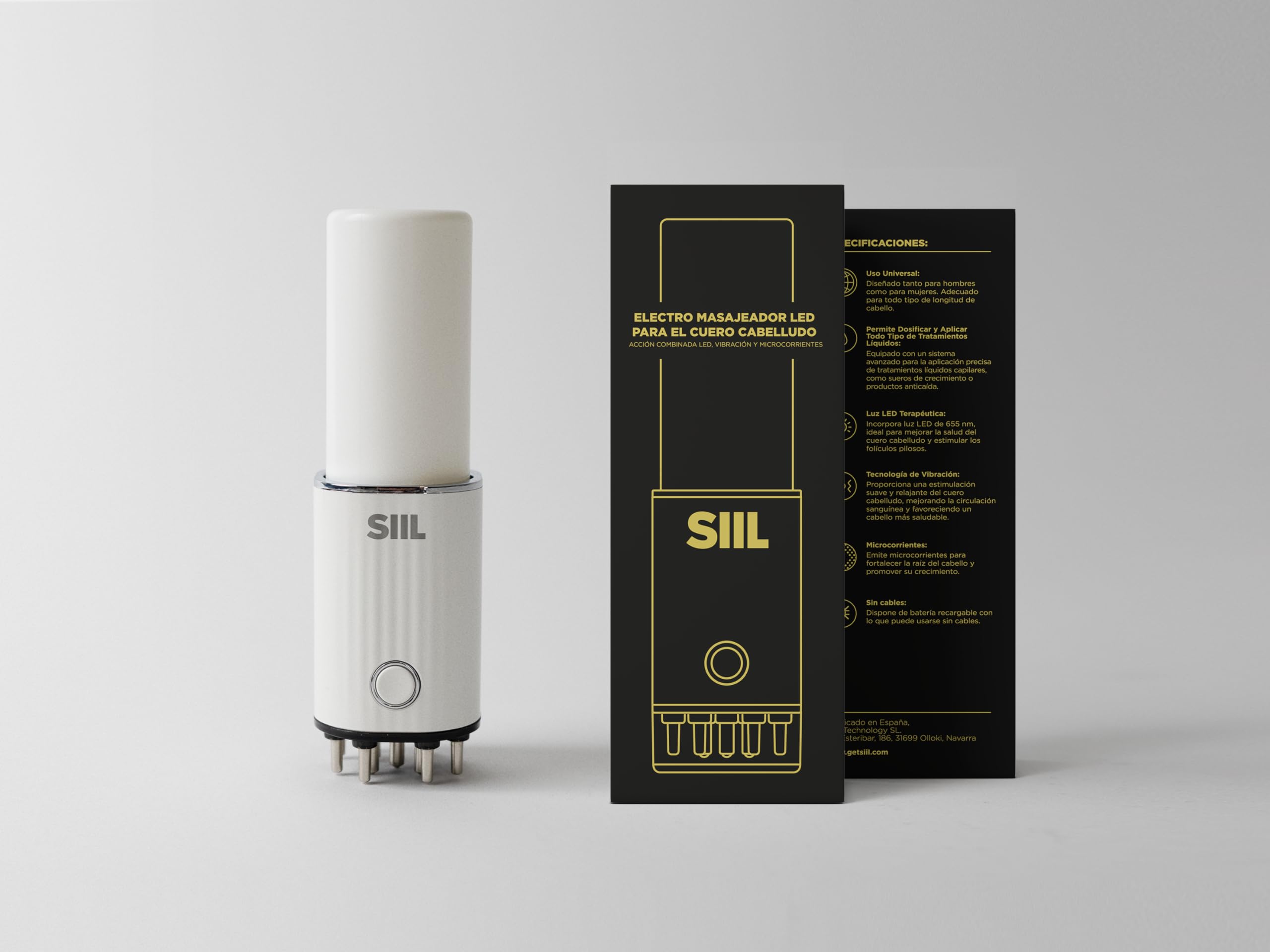 Siil Rechargeable LED Scalp Massage Brush – Stimulates Hair Growth and Improves Blood Circulation, Fights Hair Loss