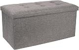 Dripex Large Folding Storage Ottoman Grey Linen 80L 76x38x38 cm view 9