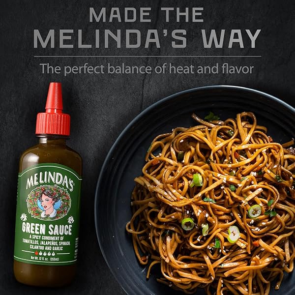 MELINDA’S GREEN SAUCE – GOURMET MILD CHILE VERDE HOT SAUCE MADE WITH FRESH INGREDIENTS, TOMATILLOS, JALAPEÑO, SPINACH & CILANTRO – 12 OZ, 1 PACK