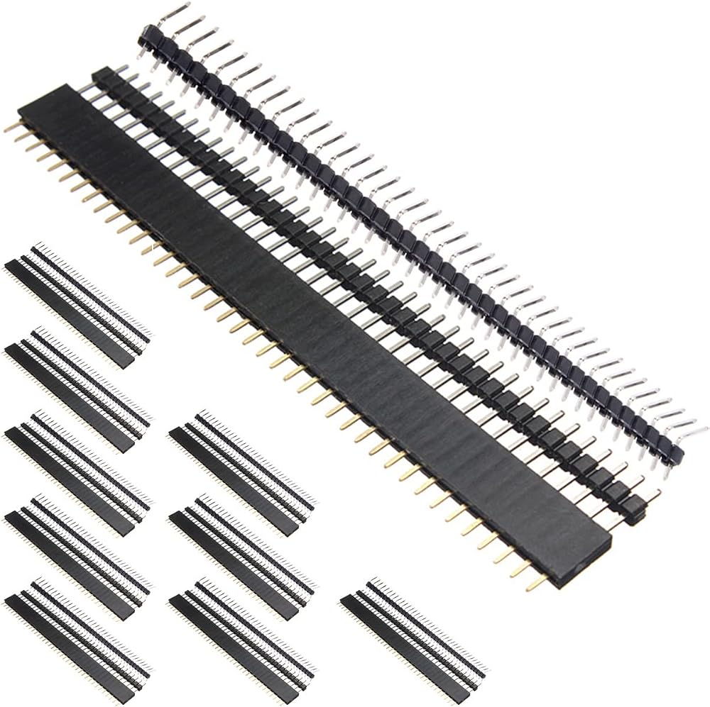 DAOKAI 30x 2.54mm 40 Pin Single Row Header Connectors Male Female Right Angle