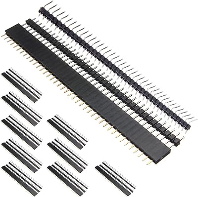 DAOKAI 30x 2.54mm 40 Pin Single Row Header Connectors Male Female Right Angle