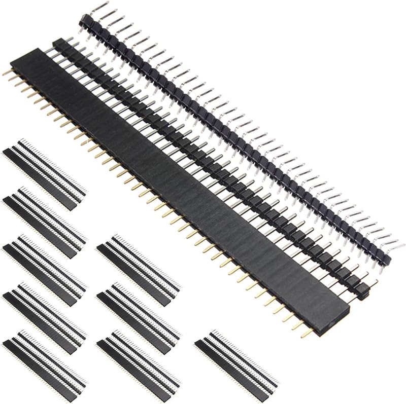 DAOKAI 30x 2.54mm 40 Pin Single Row Header Connectors Male Female Right Angle