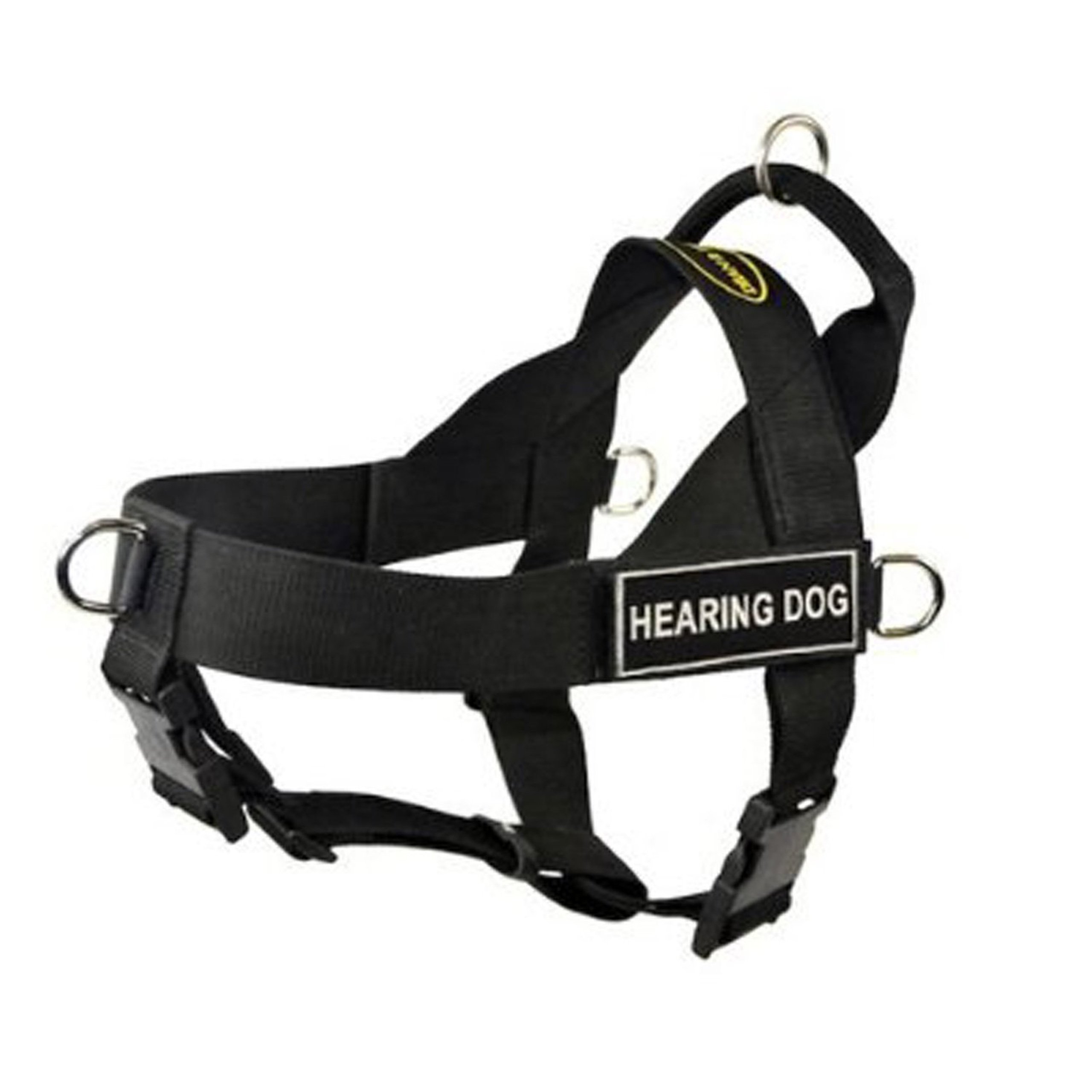 DT Universal No Pull Dog Harness, Hearing Dog, Black, X-Large - Fits Girth Size: 91cm to 119cm