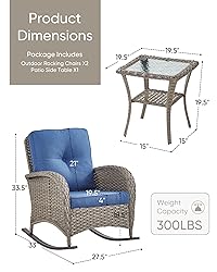 HUMMUH Outdoor Bistro Set-High Back Outdoor Rocking