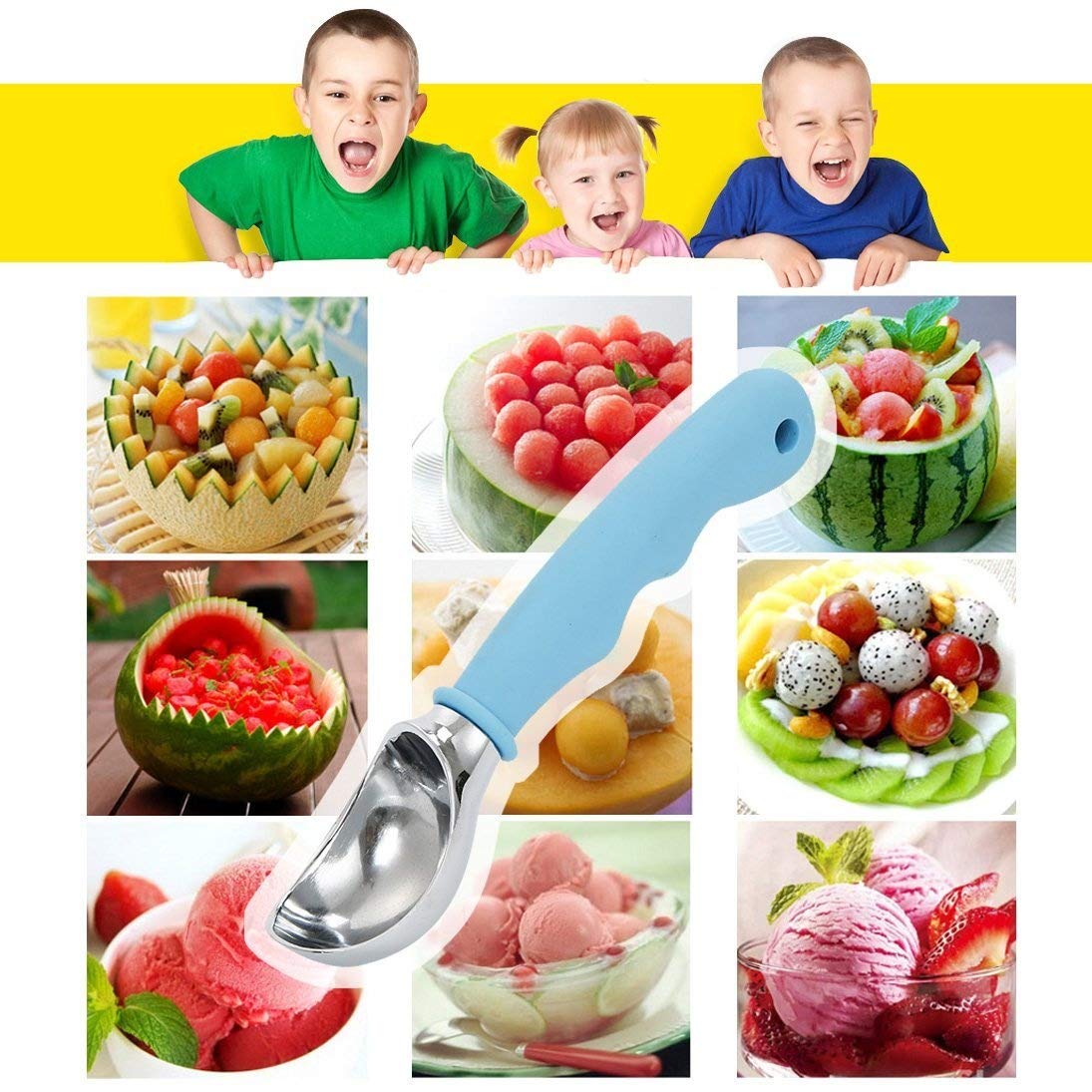 XCOOK Ice Cream Scoop Dipper Spade Zinc Alloy Non-stick Cookie Fruit Melon Baller Scooper Spoon Non-slip Grip Dishwasher Safe