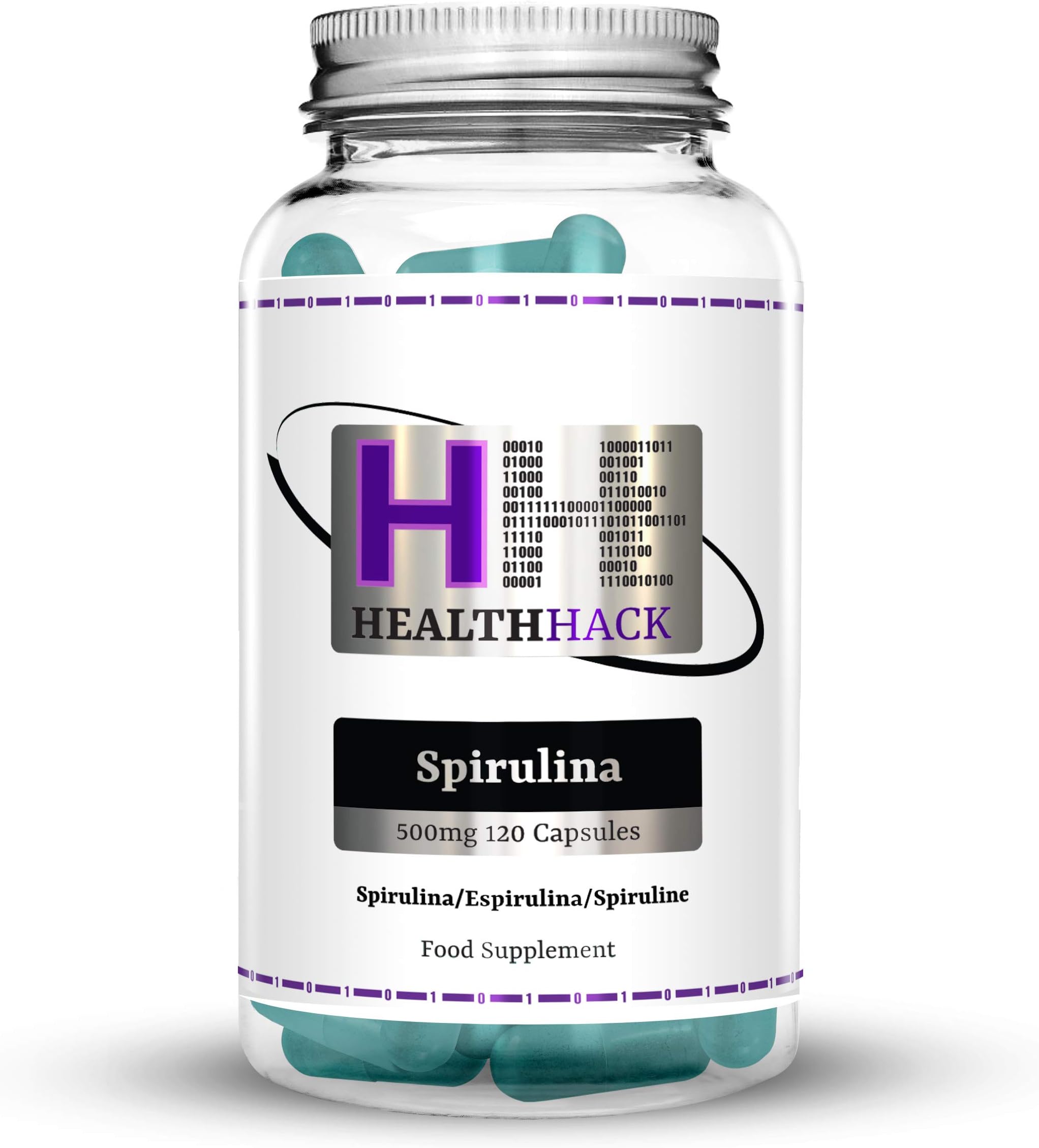Health Hack Spirulina, 500 mg, 120 Capsules