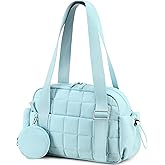 CAMTOP Mini Gym Bag for Women, Small Gym Tote Bag Puffy Quilted Sports Duffel Bag with Wet Compartment and Coin Purse Duffel Bags Dance Yoga Workout Bag for Gifts