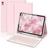 MMK for iPad 11th 10th Generation Case with Keyboard (2022, 10.9"), Wireless Detachable Keyboard, Pencil Holder for iPad 11 inch (A16 2025), 10th Gen (10.9 Inch 2022) Pink