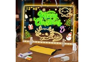 RWSEFK Led Drawing Board with 7 Colors, 11.8"X7.9" Acrylic Dry Erase Board with Light, Include Adapter, Hanging Chain, Birthday and Halloween Gifts